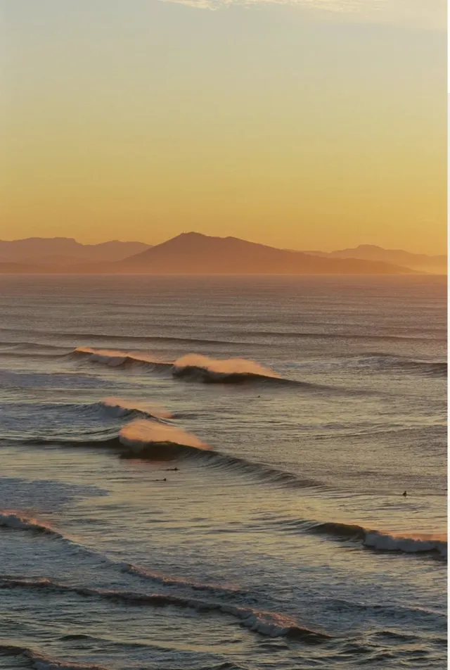 Golden waves at sunset